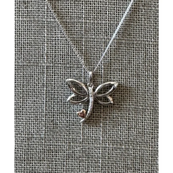 Dragonfly necklace with natural mined diamonds - Picture 2 of 8